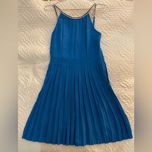 Blue Pleated Dress with roping detail